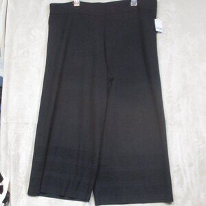 NWT Joseph Ribkoff Black Pull On Cropped Wide-Leg Lace Cuffs Pants Knit XXL